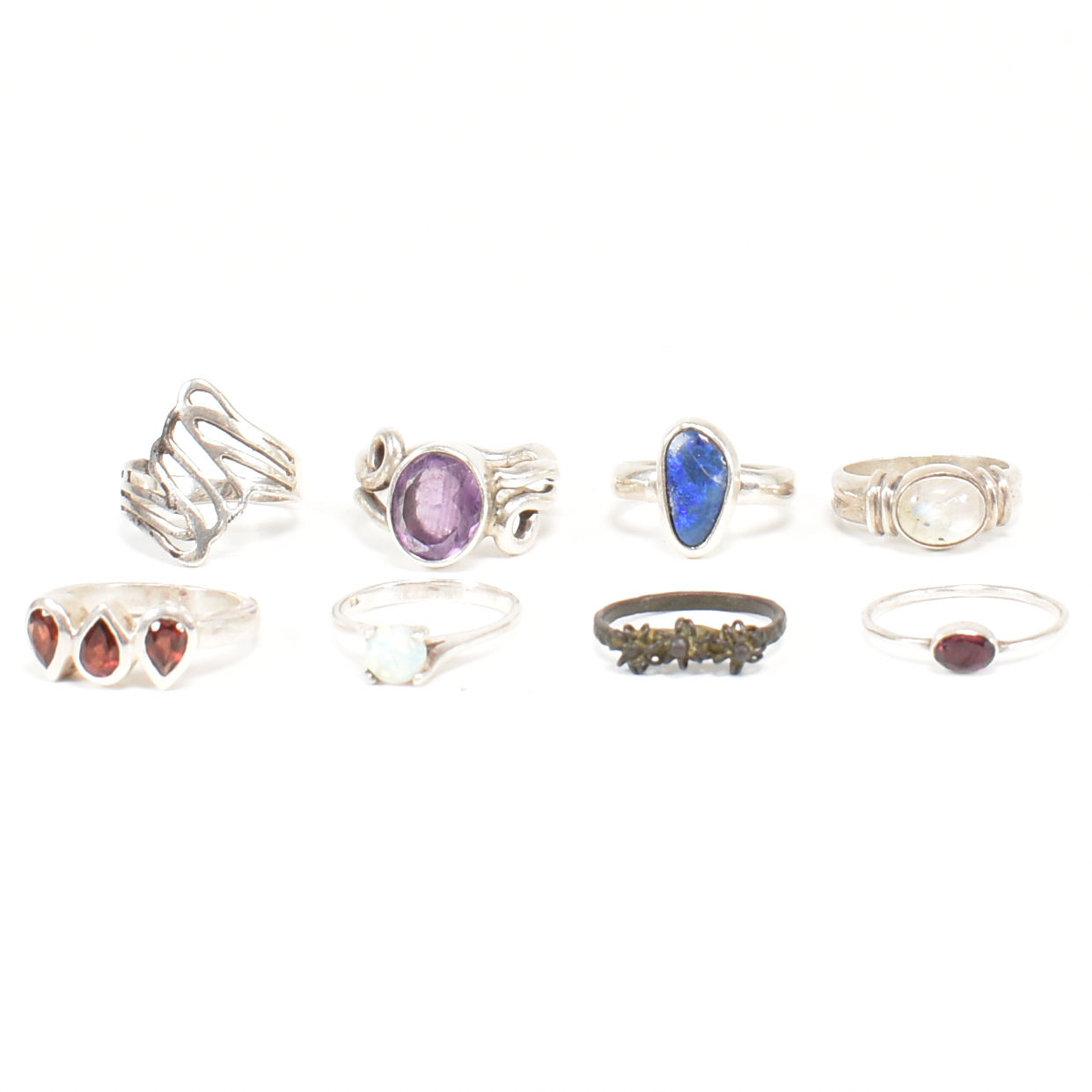 COLLECTION OF 925 SILVER & GEM SET RINGS