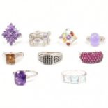 A COLLECTION OF 925 SILVER & GEM SET DRESS RINGS