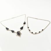 TWO 925 SILVER & BLACK STONE CHAIN NECKLACES