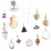 COLLECTION OF 925 SILVER GEMSTONE PENDANTS & NECKLACES