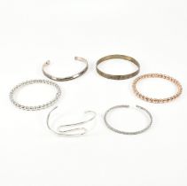 COLLECTION OF ASSORTED SILVER & WHITE METAL BANGLE BRACELETS