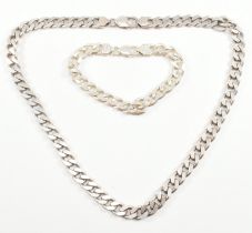 CONTEMPORARY ITALIAN 925 SILVER CURB LINK CHAIN & BRACELET