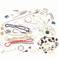 COLLECTION OF ROLLED GOLD & COSTUME JEWELLERY & CHATELAINES