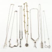 COLLECTION OF ASSORTED SILVER CHAIN NECKLACES