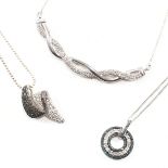 THREE SILVER & DIAMOND NECKLACES