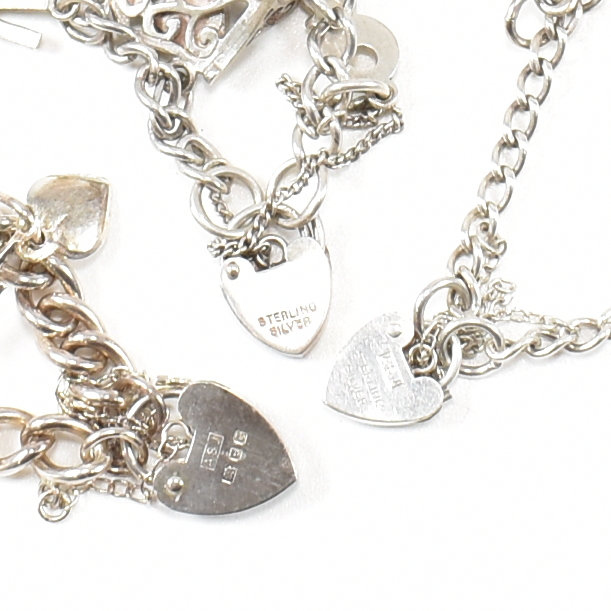 3 SILVER CHARM BRACELETS WITH SILVER & WHITE METAL CHARMS - Image 3 of 4