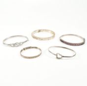 COLLECTION OF ASSORTED SILVER BANGLE BRACELETS