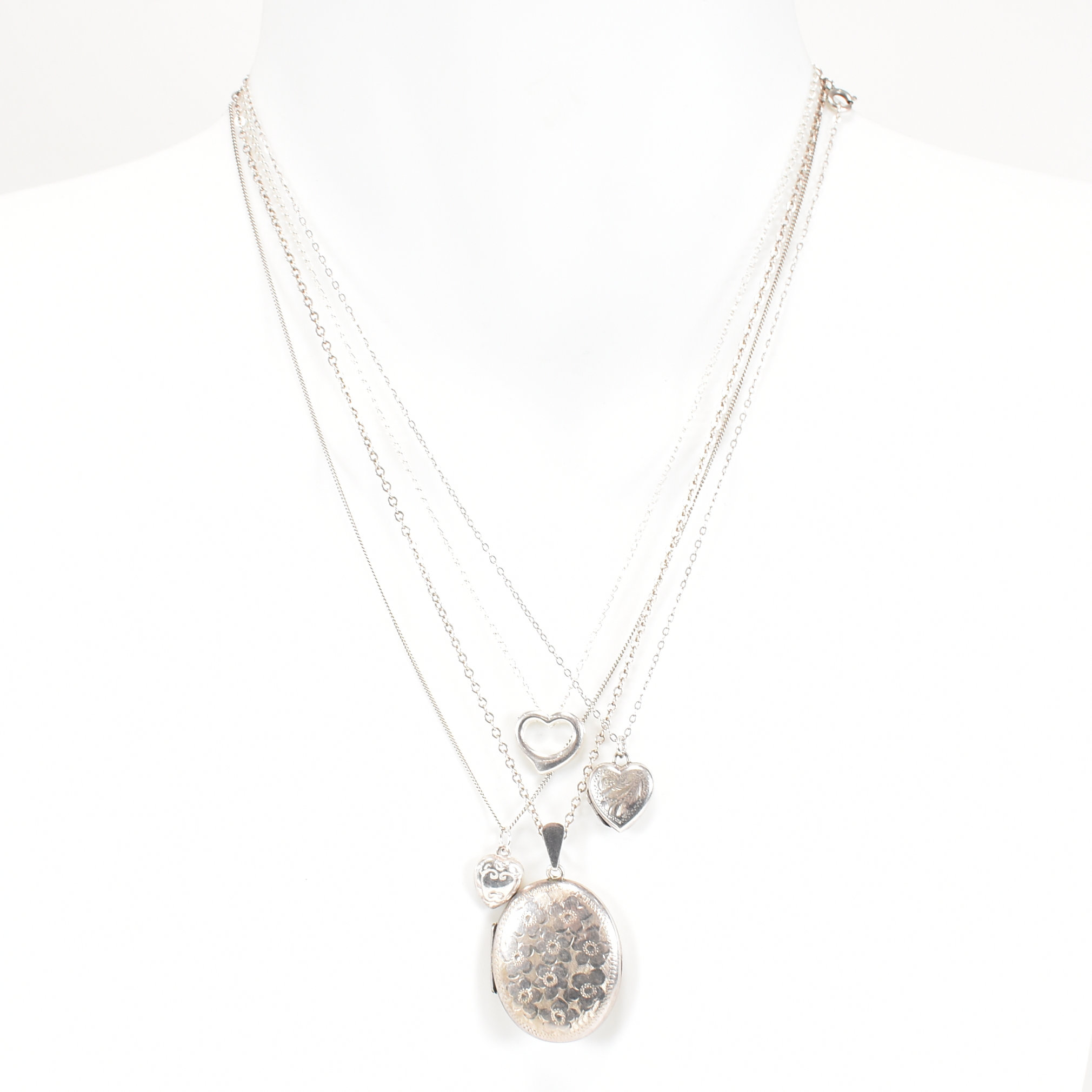 COLLECTION OF SILVER HEART PENDANT NECKLACES - Image 3 of 6