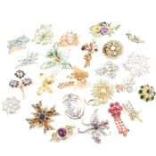 COLLECTION OF ENAMEL & RHINESTONE BROOCHES