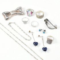 ASSORTED COLLECTION OF VINTAGE & LATER 925 & WHITE METAL JEWELLERY