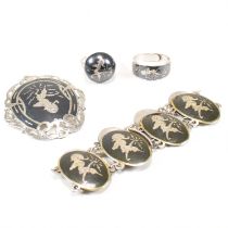 SIAM SILVER & ENAMEL JEWELLERY SUITE