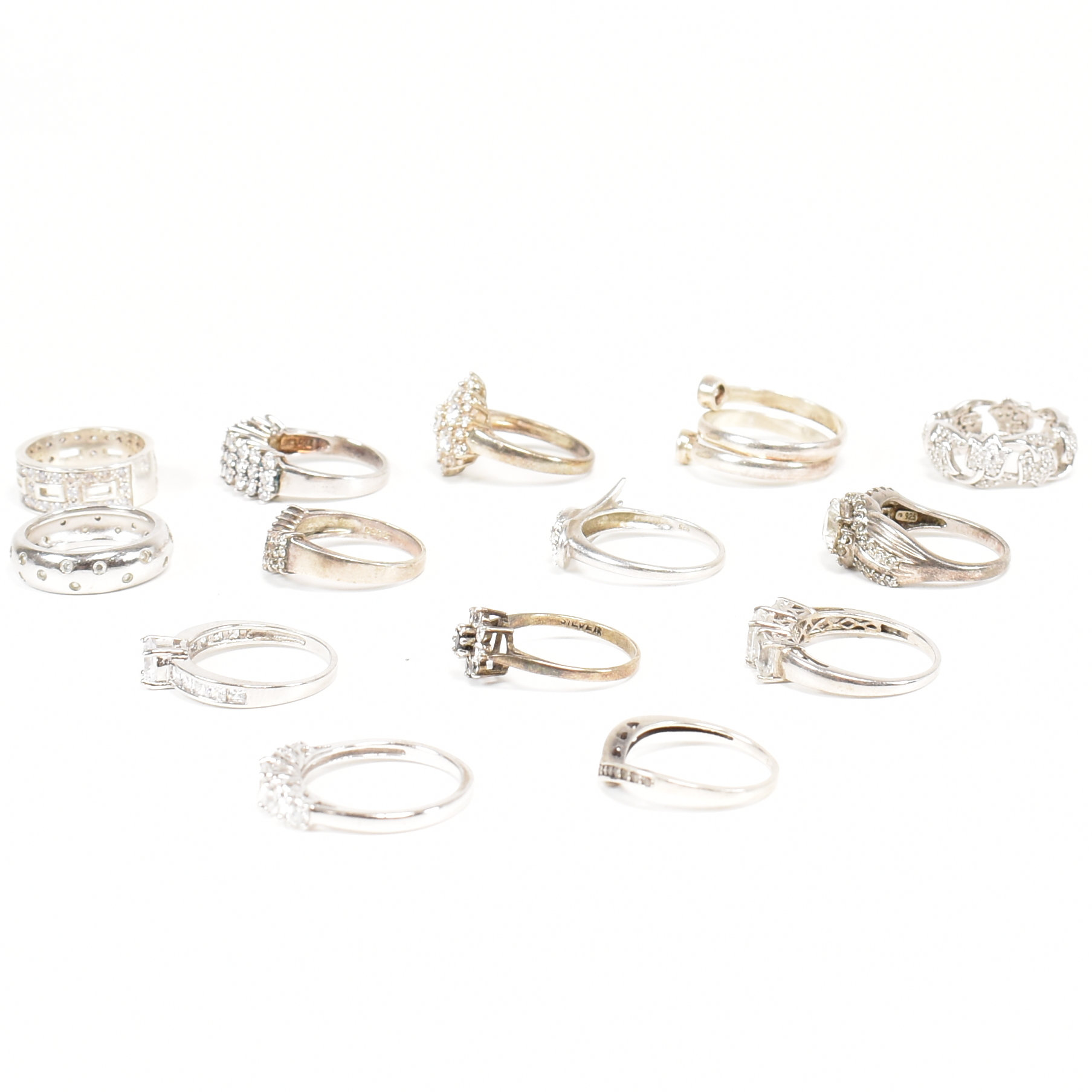 COLLECTION OF 925 SILVER & CZ & WHITE STONE RINGS - Image 4 of 6