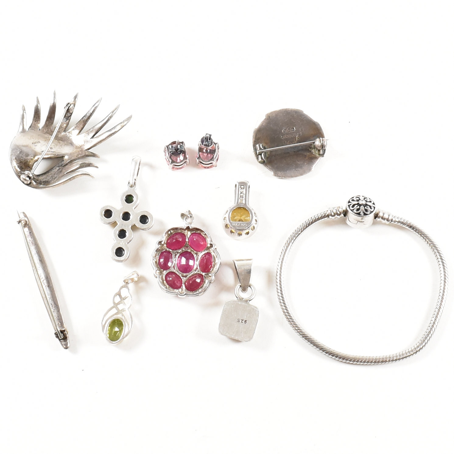 COLLECTION OF 925 SILVER & GEM SET JEWELLERY - Image 3 of 6