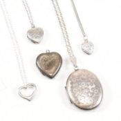 COLLECTION OF SILVER HEART PENDANT NECKLACES