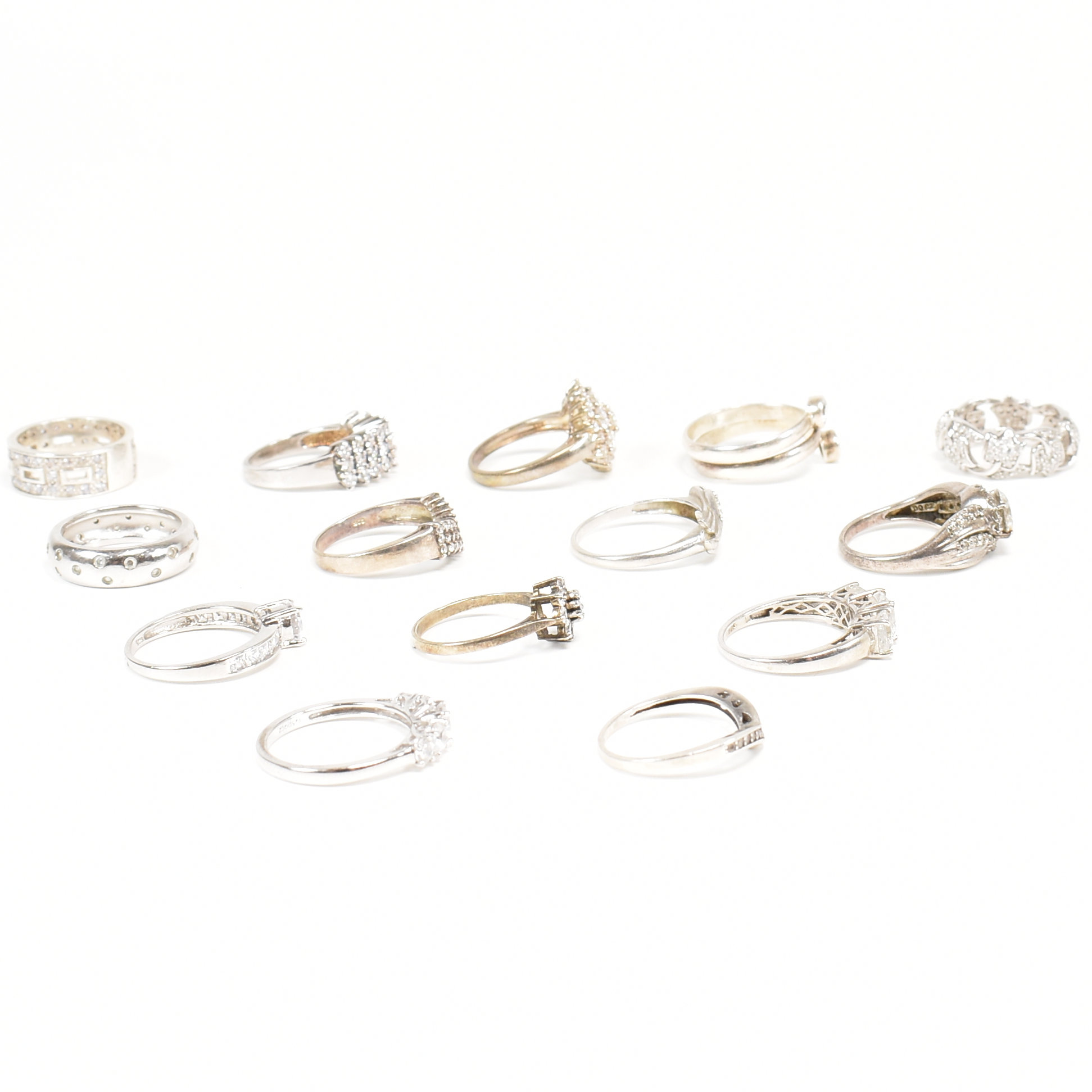 COLLECTION OF 925 SILVER & CZ & WHITE STONE RINGS - Image 5 of 6