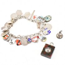 800 SILVER CHARM BRACELET & TWO PENDANTS