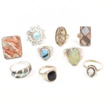 COLLECTION OF 925 SILVER & GEM SET RINGS