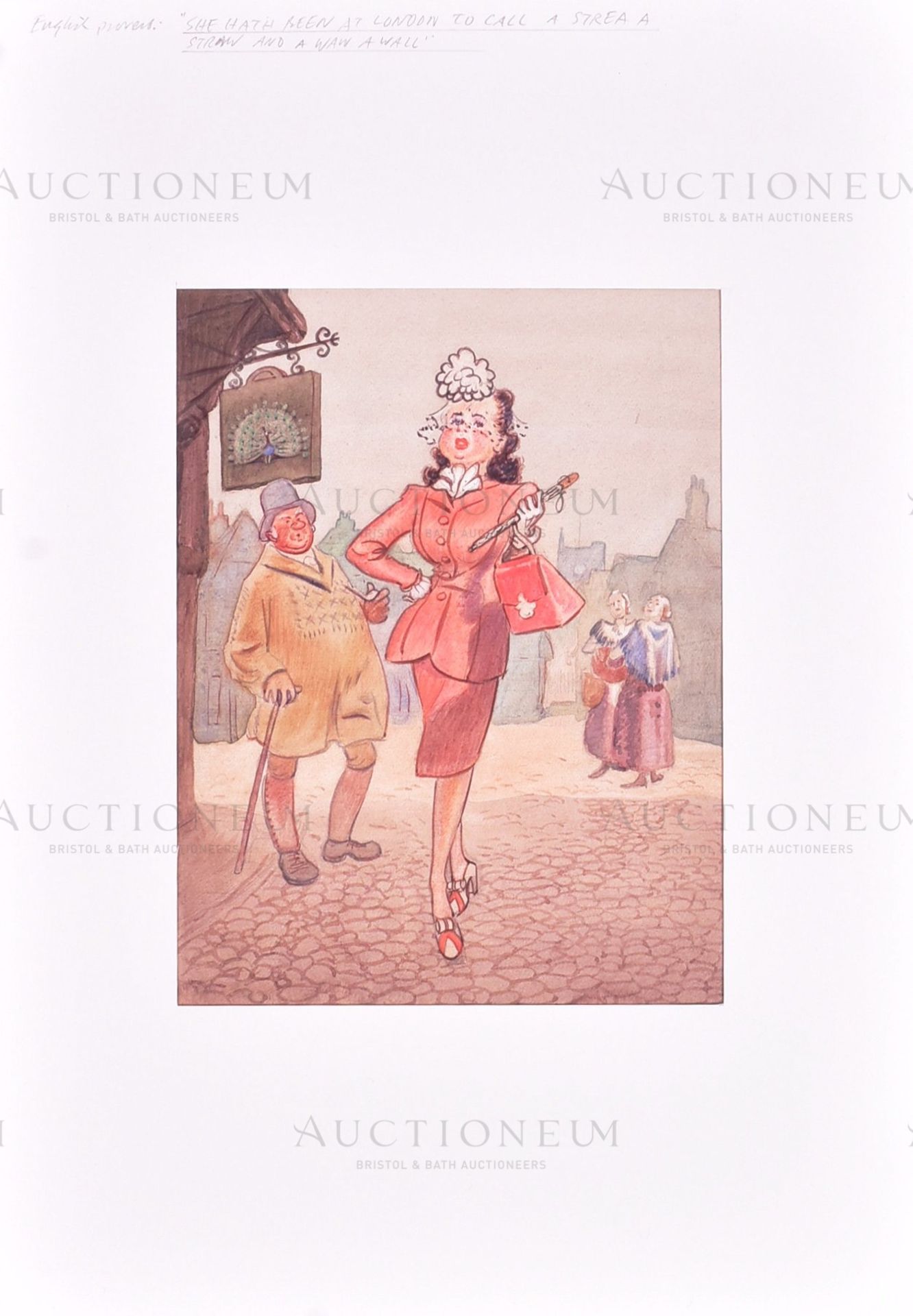 CARTOON OF A LONDON LADY - ORIGINAL ARTWORK - Bild 2 aus 4