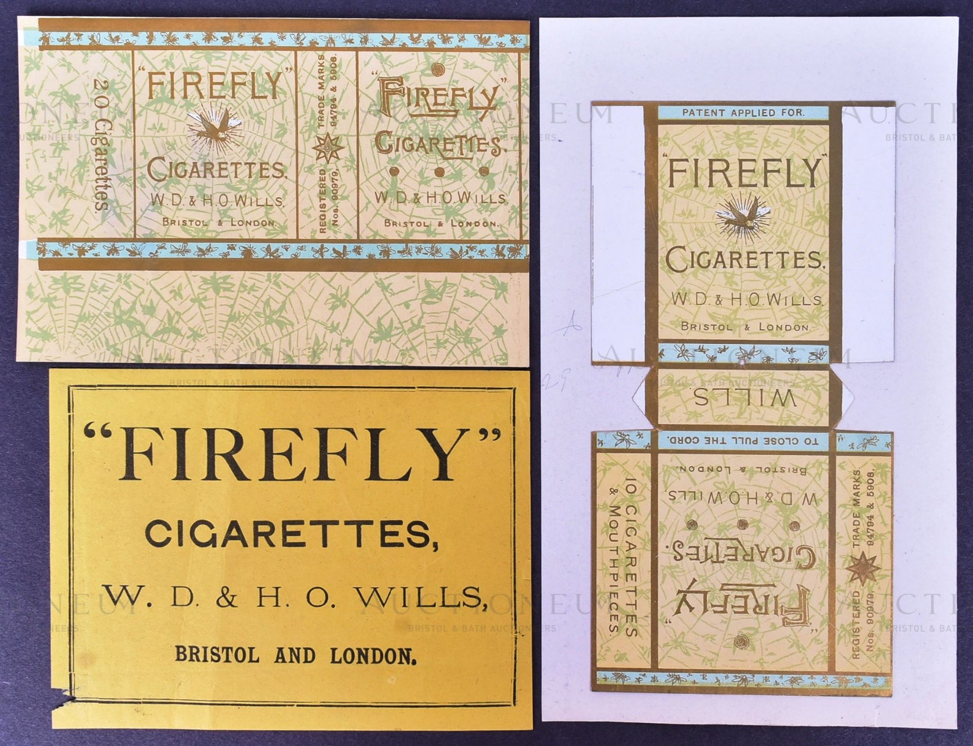 FIREFLY CIGARETTES - C1900 - ORIGINAL PACKET ARTWORK PROOFS