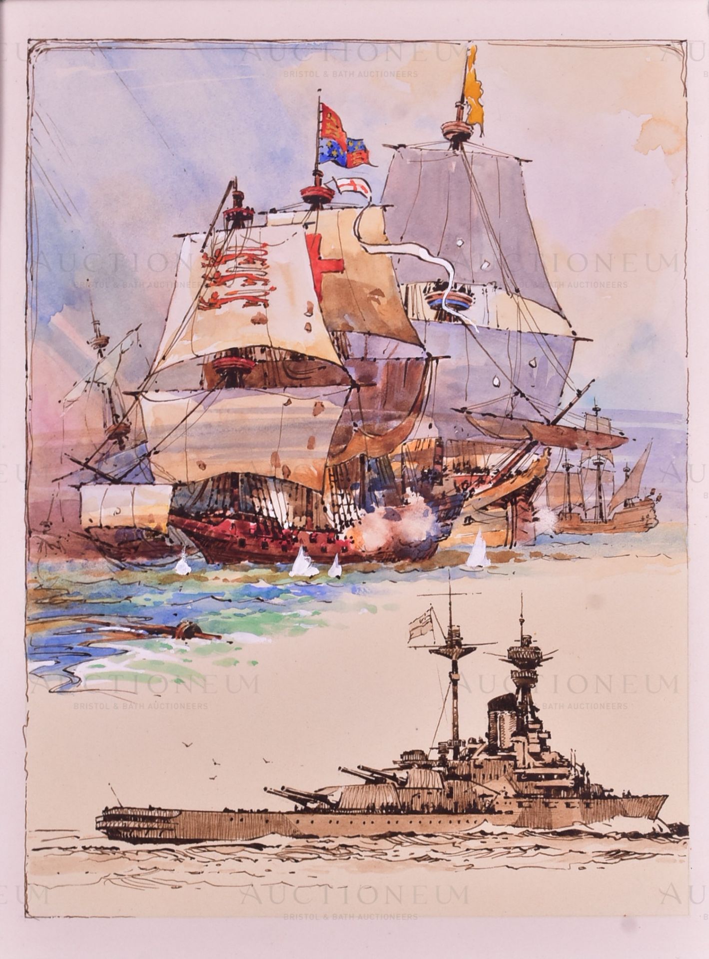 MARDON SON & HALL - OLD AND NEW WARSHIPS - ORIGINAL ARTWORKS - Image 2 of 6