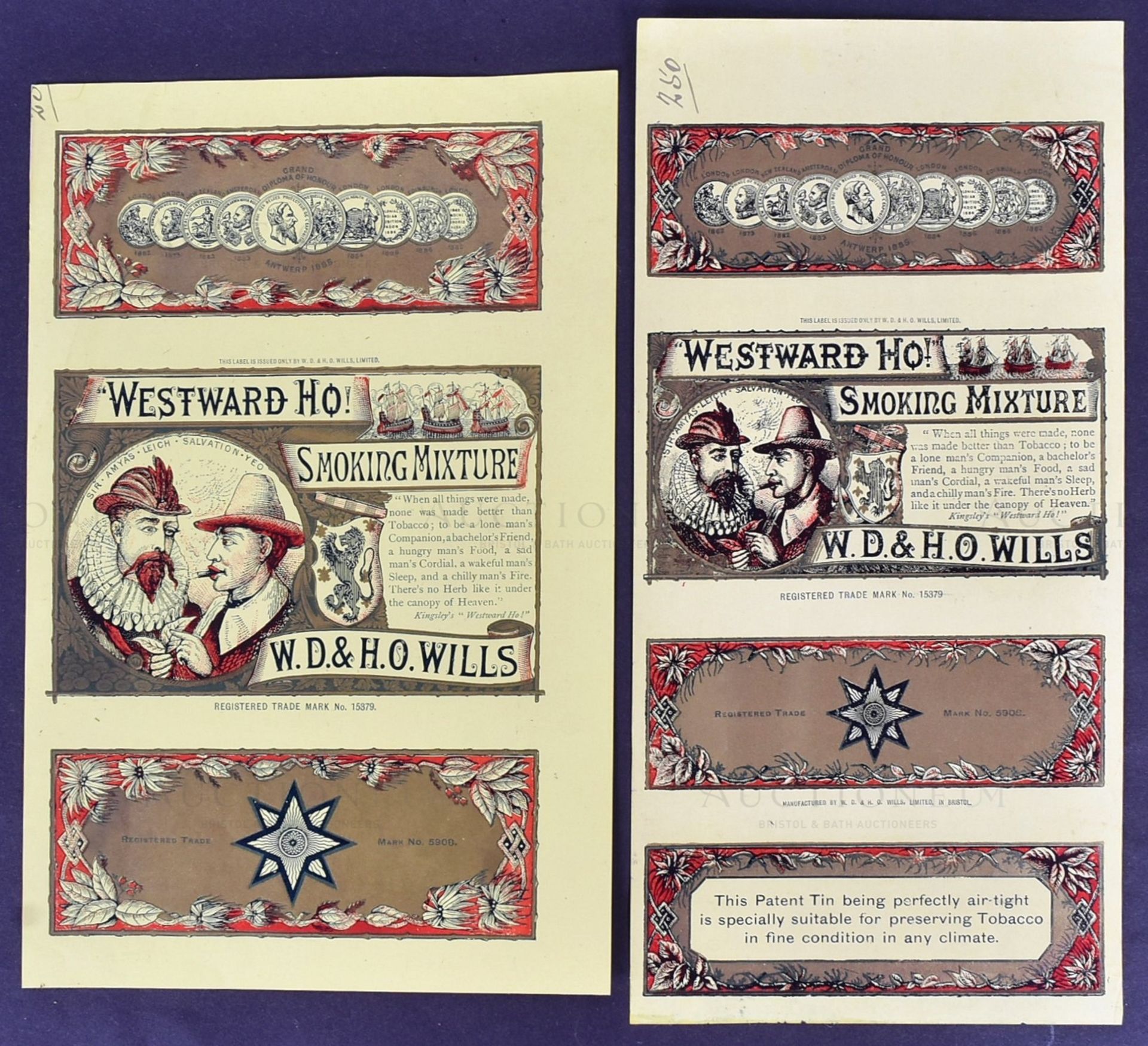 W.D & H.O WILLS - WESTWARD HO! - EARLY 20TH CENTURY PACKET DESIGNS