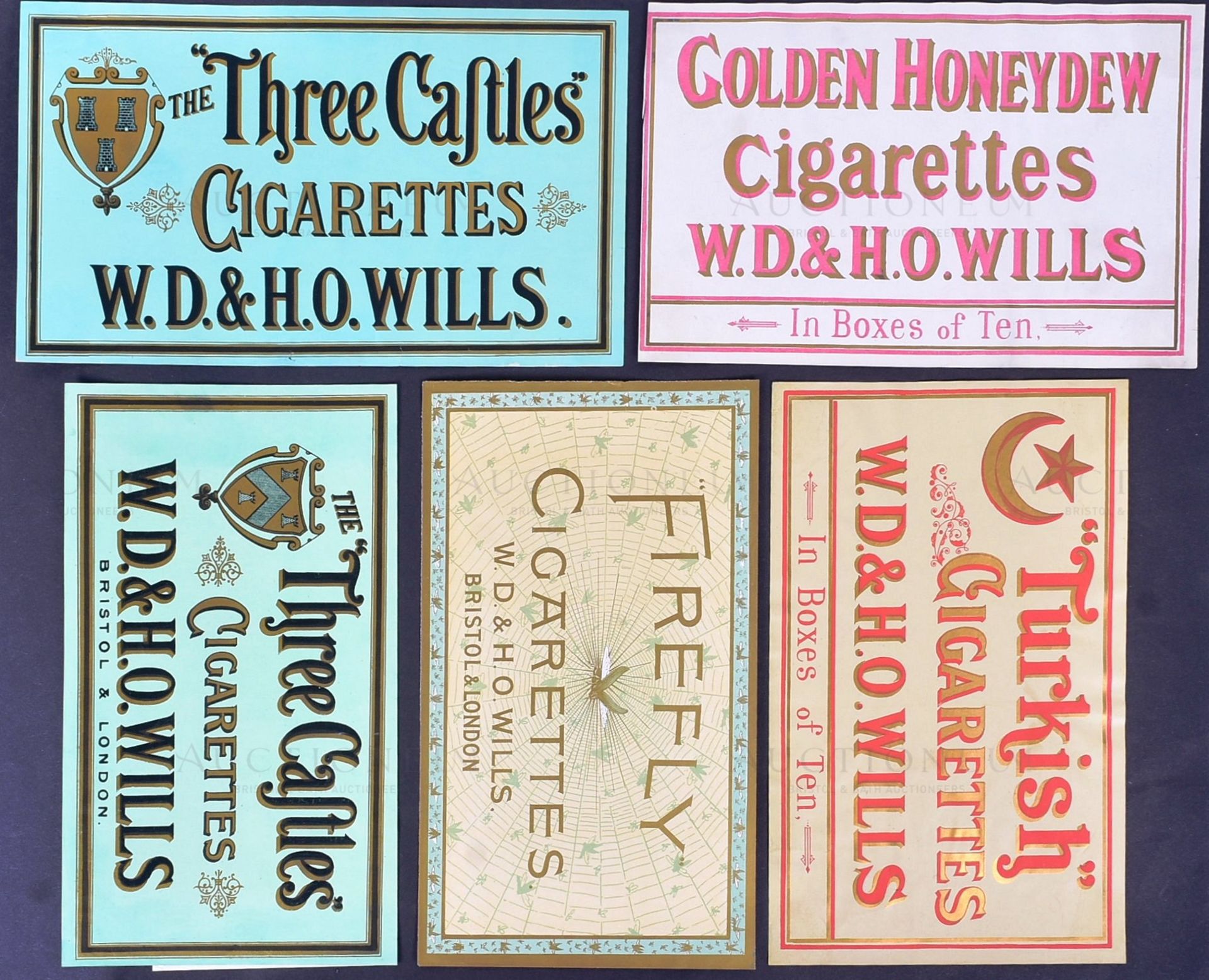 MARDON, SON & HALL - PRINTER'S PROOF CIGARETTE BOX LABELS