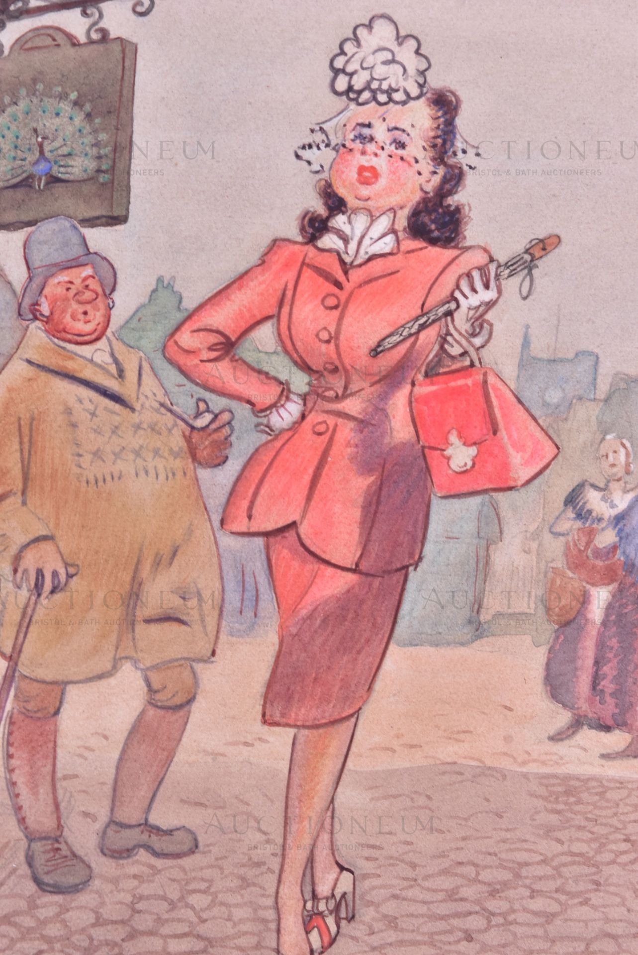 CARTOON OF A LONDON LADY - ORIGINAL ARTWORK - Bild 3 aus 4