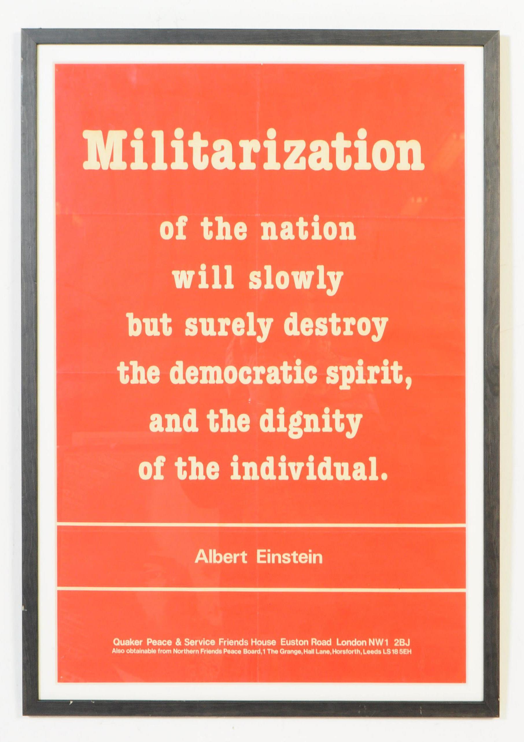 20TH CENTURY ALBERT EINSTEIN MILITARIZATION QUOTE POSTER - Image 2 of 5