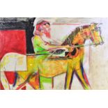 JONATHAN HAGUE PASTEL PAINTING - MIDDLE EASTERN HORSEMAN