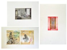 THREE LIMITED EDITION CHRIS ORR HAND COLOURED ETCHINGS