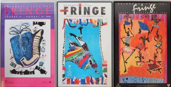 THREE EDINBURGH FRINGE FESTIVAL POSTERS - 1989, 1990, 1991