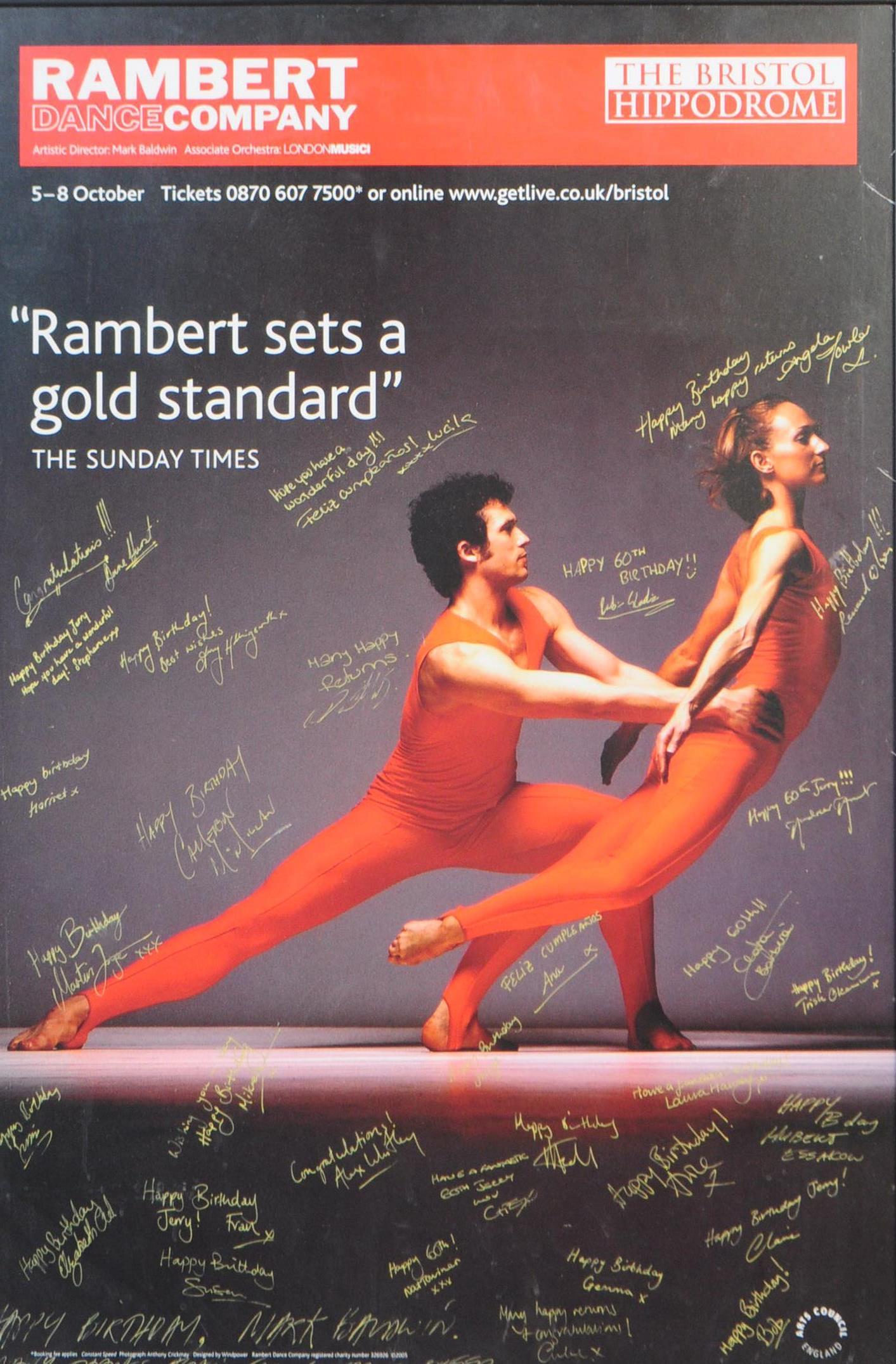 2005 SIGNED RAMBERT DANCE COMPANY BRISTOL HIPPODROME POSTER