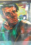 PETER HOWSON OIL ON PAPER - THE POLISH RECRUIT