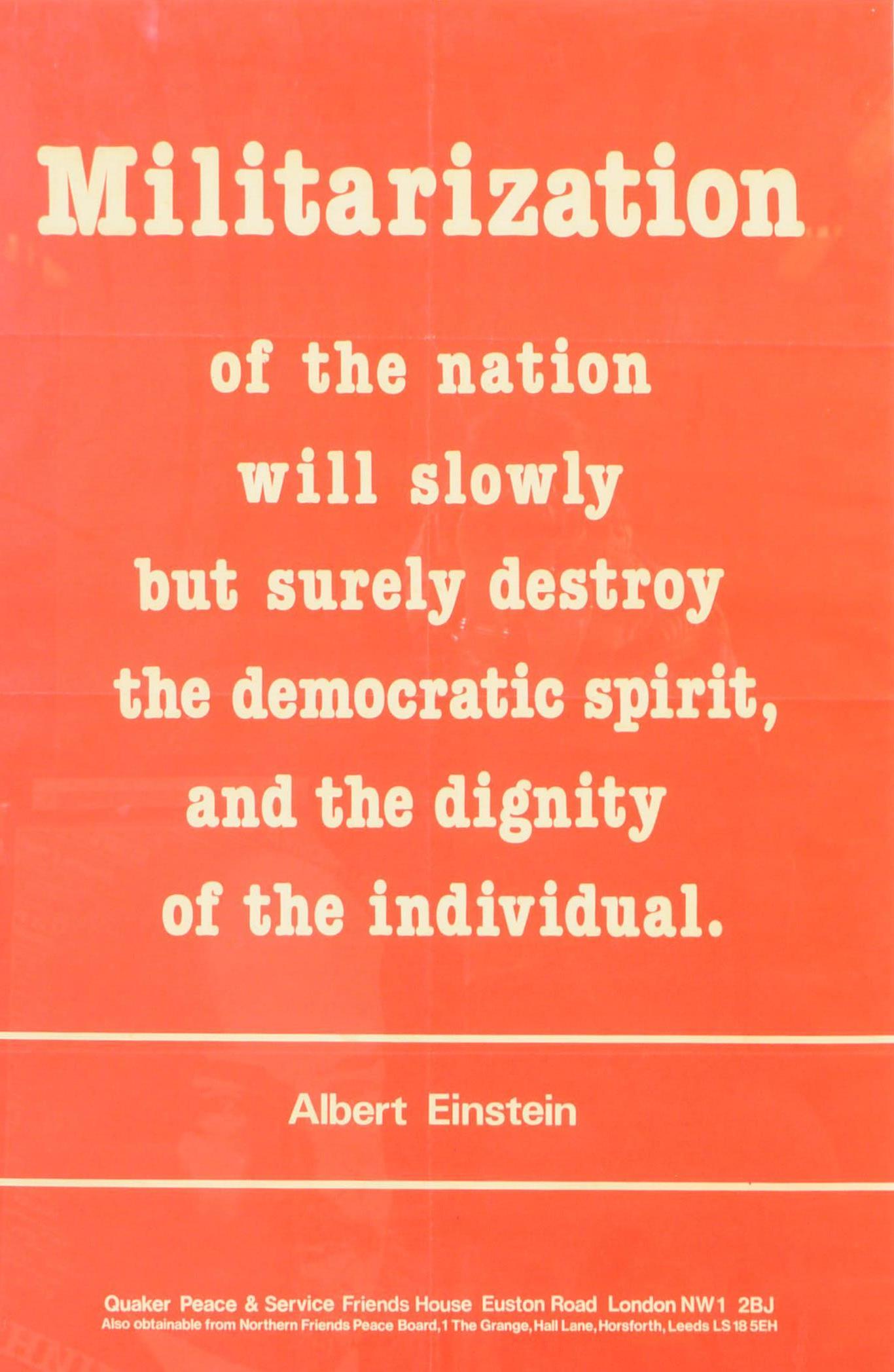 20TH CENTURY ALBERT EINSTEIN MILITARIZATION QUOTE POSTER