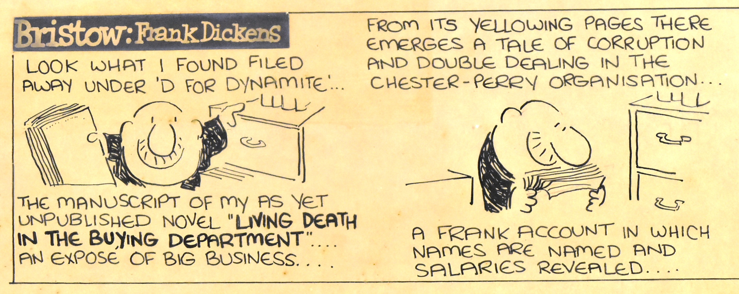 FRANK DICKENS BRISTOW INK ON PAPER CARTOON STRIP - Image 5 of 7