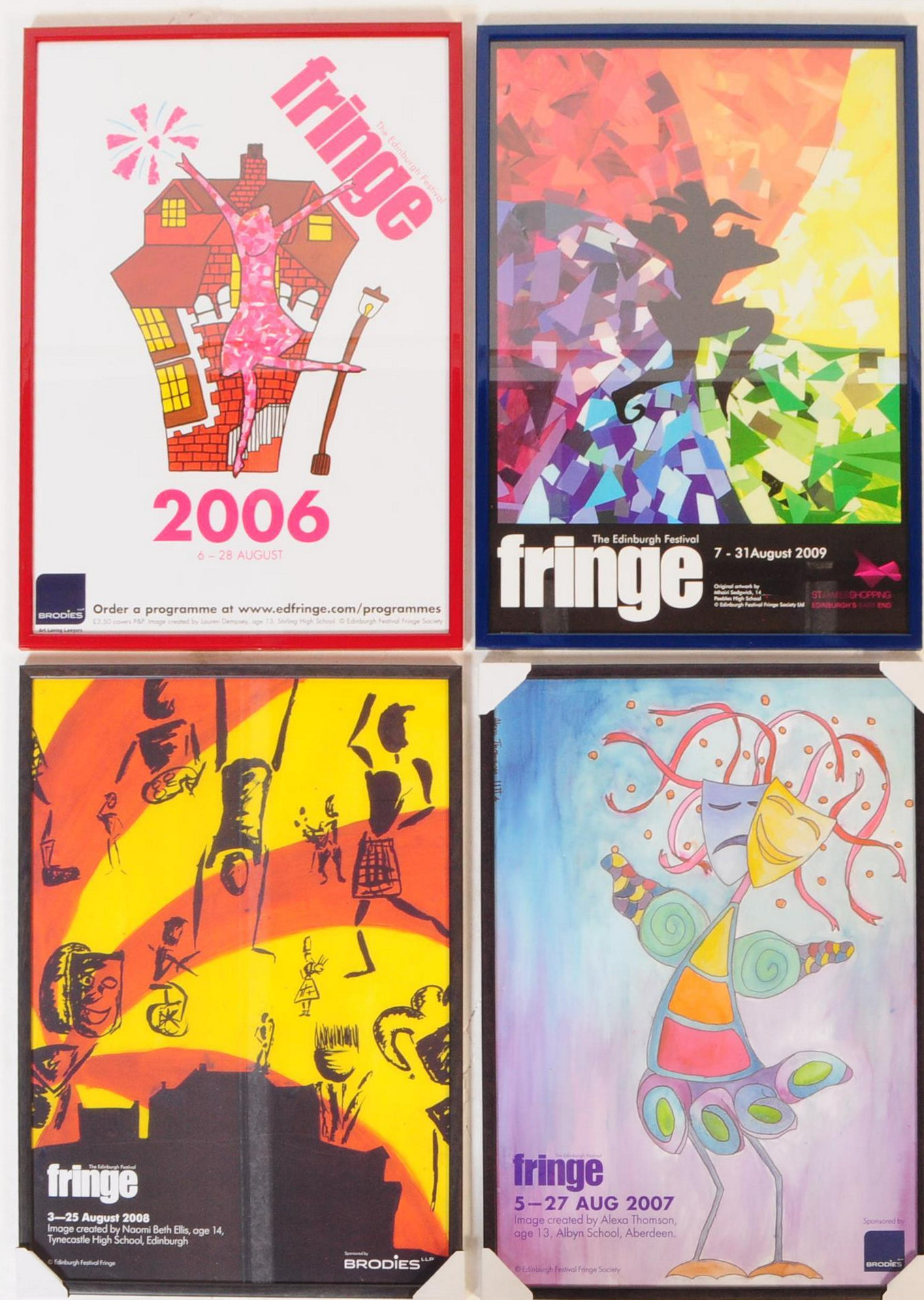 FOUR EDINBURGH FRINGE FESTIVAL POSTERS - 2006, 2007, 2008 & 2009