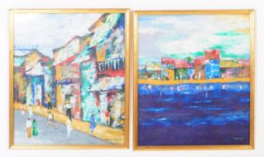 TWO HA LY VIETNAMESE OIL PAINTINGS - SIGNED