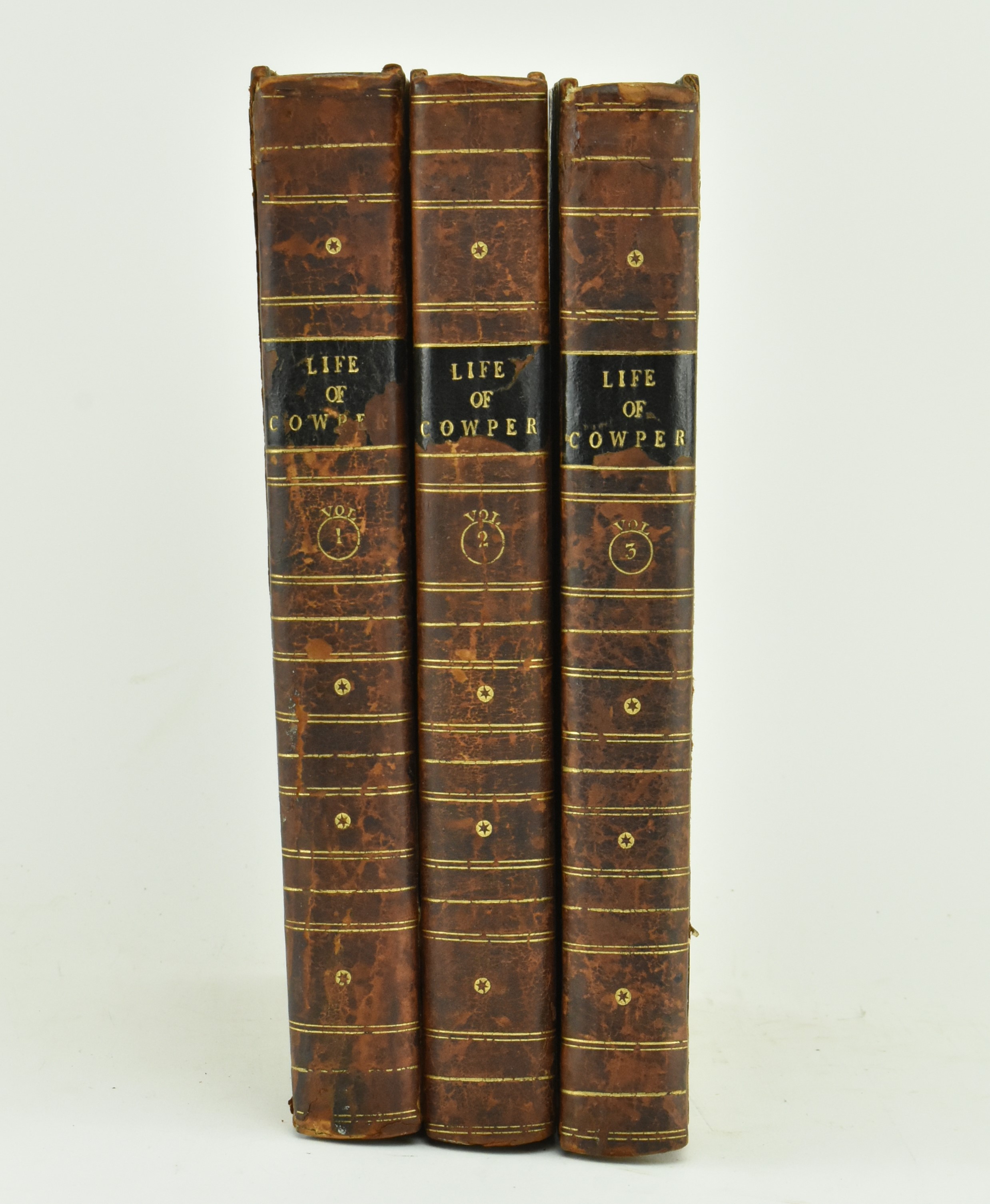 HAYLEY, WILLIAM. 1803 LIFE OF COWPER IN THREE VOLUMES