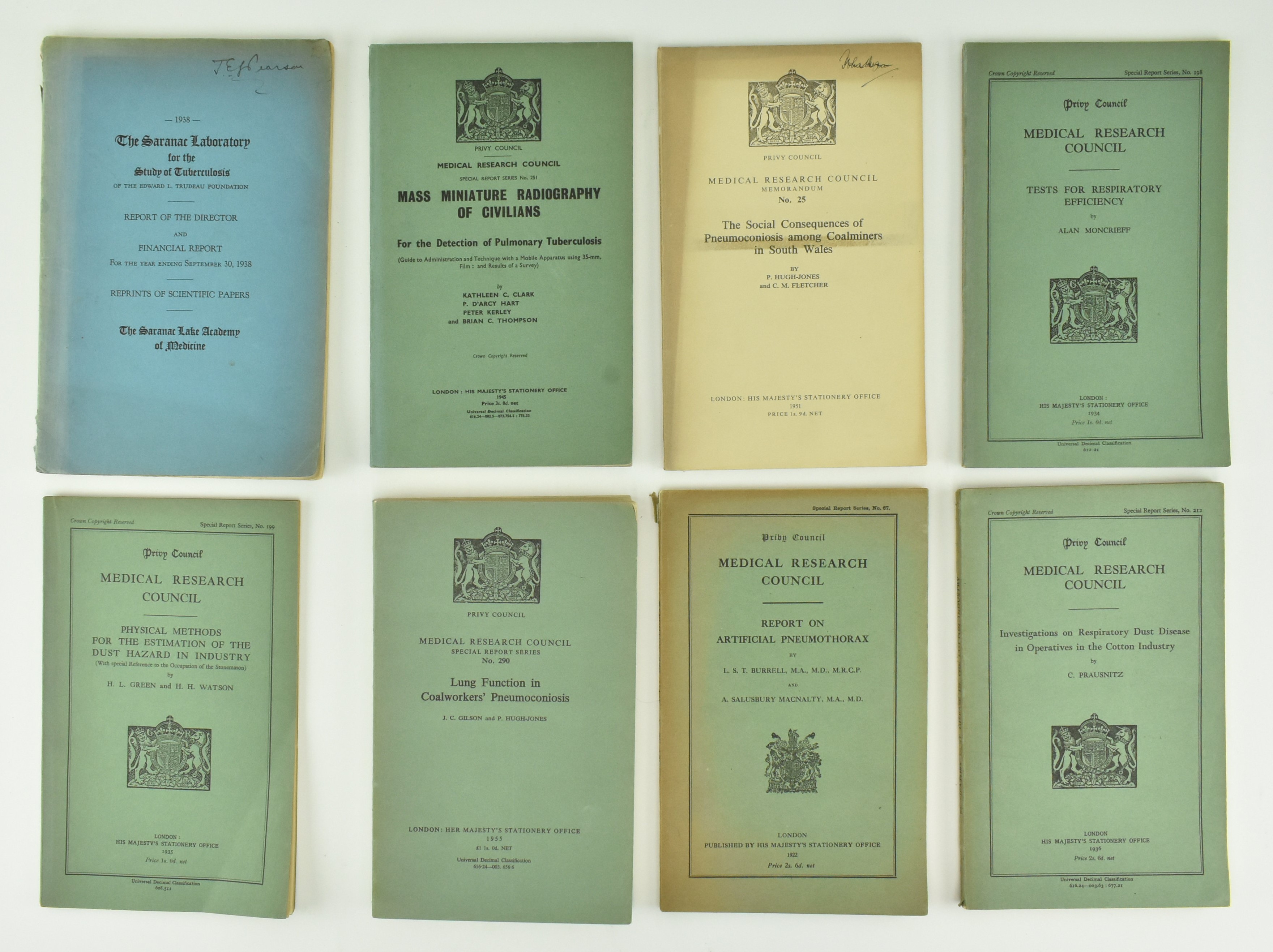 COLLECTION OF 8 INTER & POST WAR MEDICAL RESEARCH REPORTS