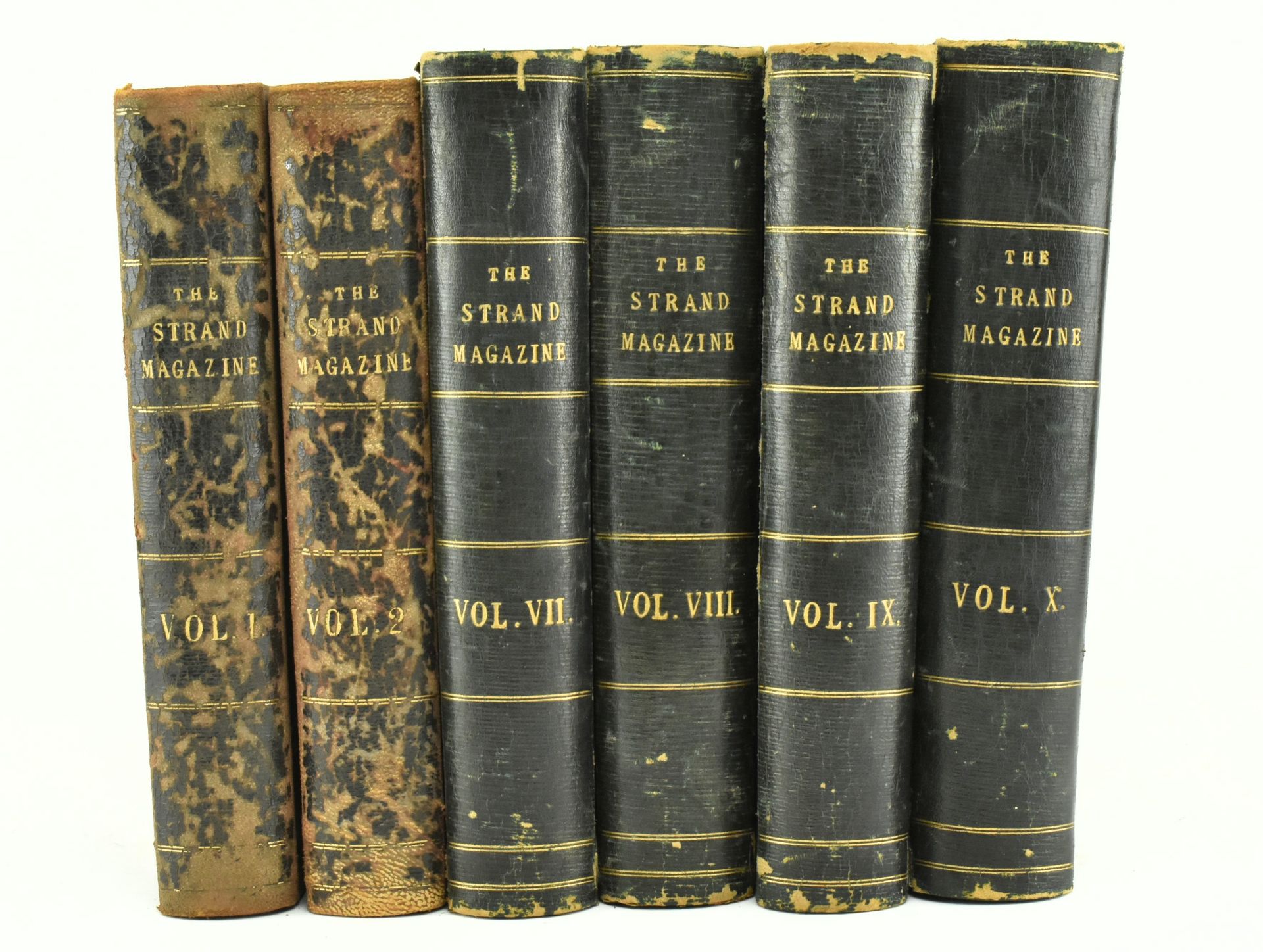 1891-1895 SIX VOLUMES OF THE STRAND MAGAZINE BOUND IN LEATHER