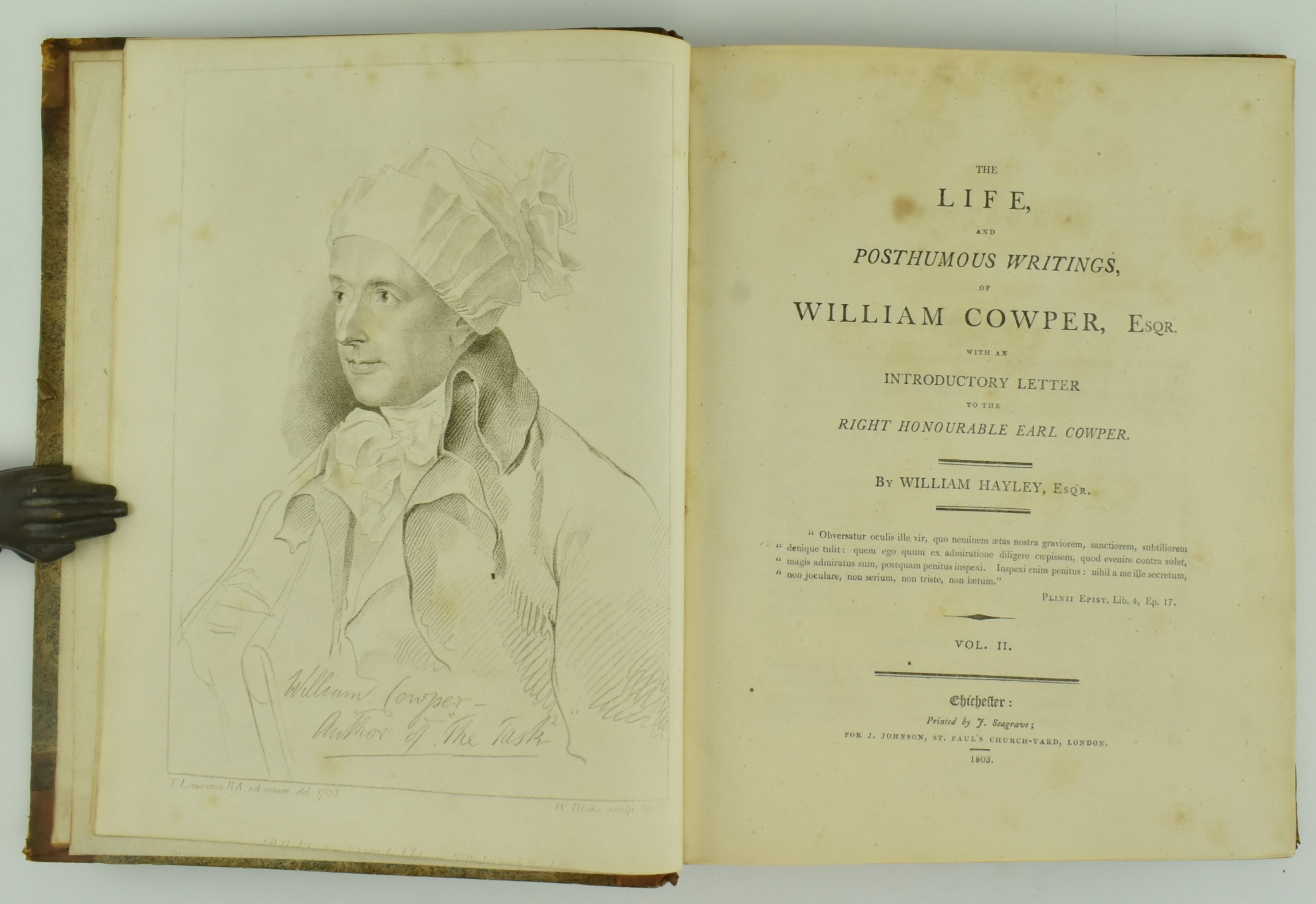 HAYLEY, WILLIAM. 1803 LIFE OF COWPER IN THREE VOLUMES - Bild 5 aus 8