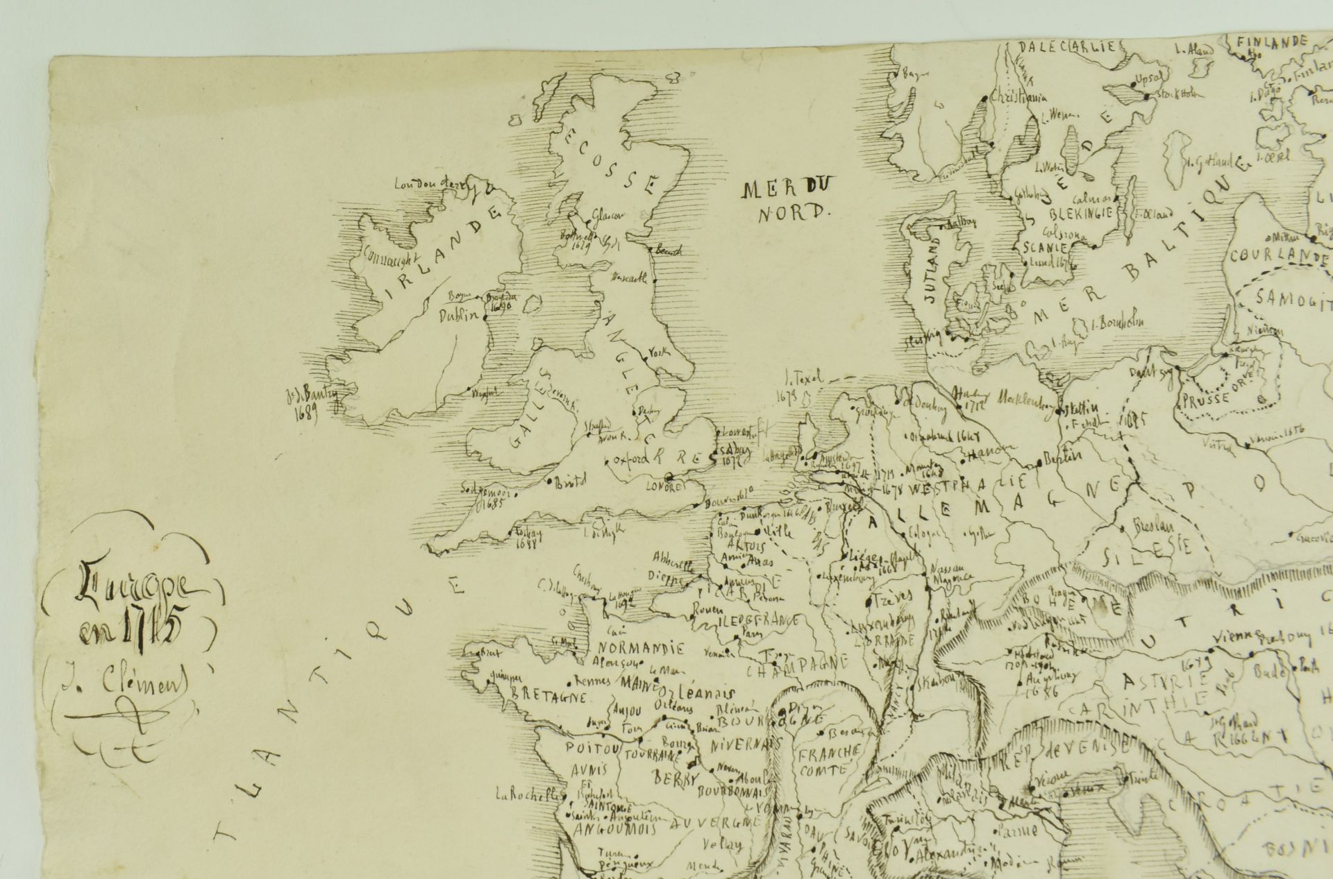 HAND DRAWN 19TH CENTURY MANUSCRIPT FRENCH MAP OF EUROPE - Bild 3 aus 7