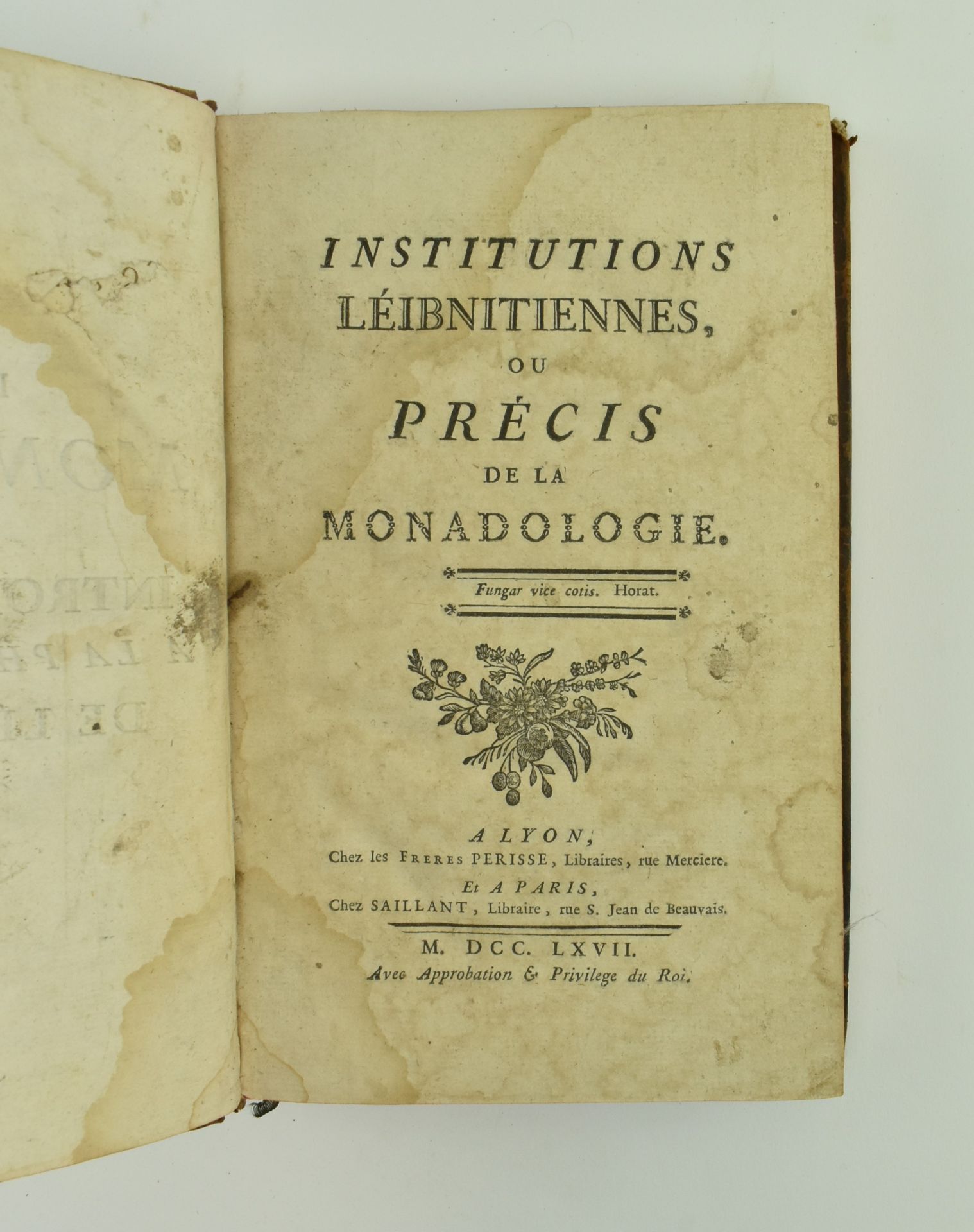 LEIBNIZ'S MONADOLOGY. 1767 FRENCH EDITION IN CONTEMP. CALF - Image 2 of 5