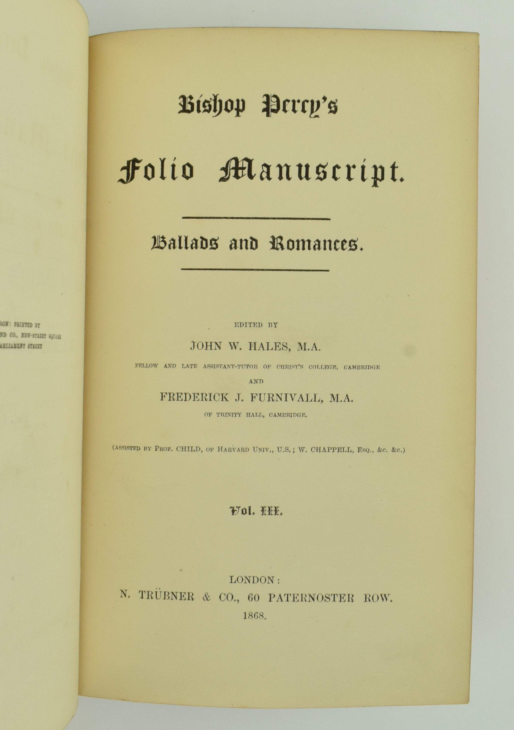 1867 BISHOP PERCY'S MANUSCRIPT BALLADS & ROMANCES, THREE VOLS - Bild 7 aus 8