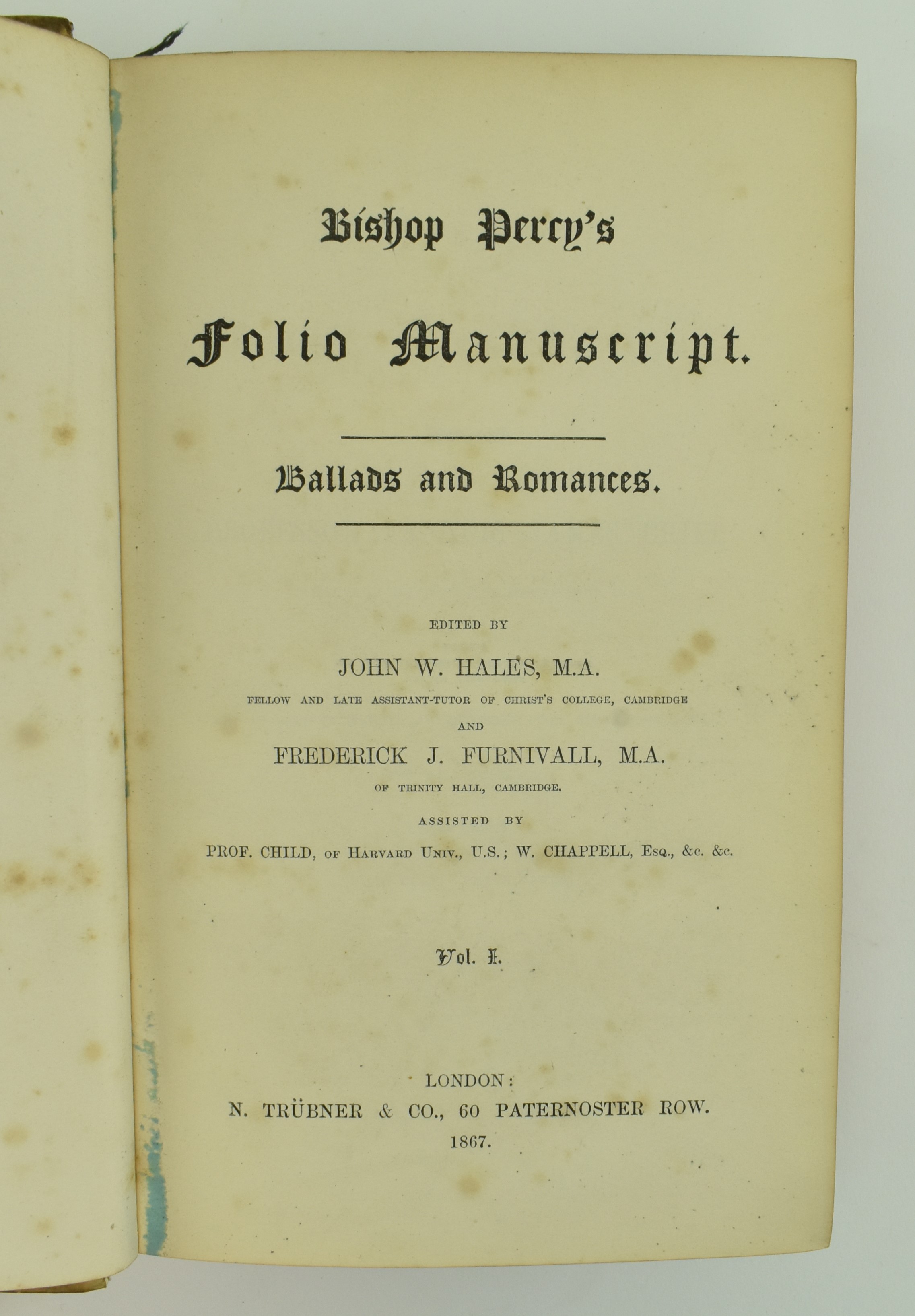 1867 BISHOP PERCY'S MANUSCRIPT BALLADS & ROMANCES, THREE VOLS - Bild 3 aus 8