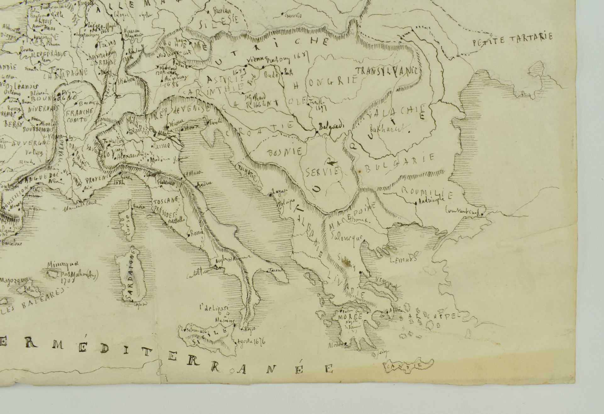 HAND DRAWN 19TH CENTURY MANUSCRIPT FRENCH MAP OF EUROPE - Bild 6 aus 7