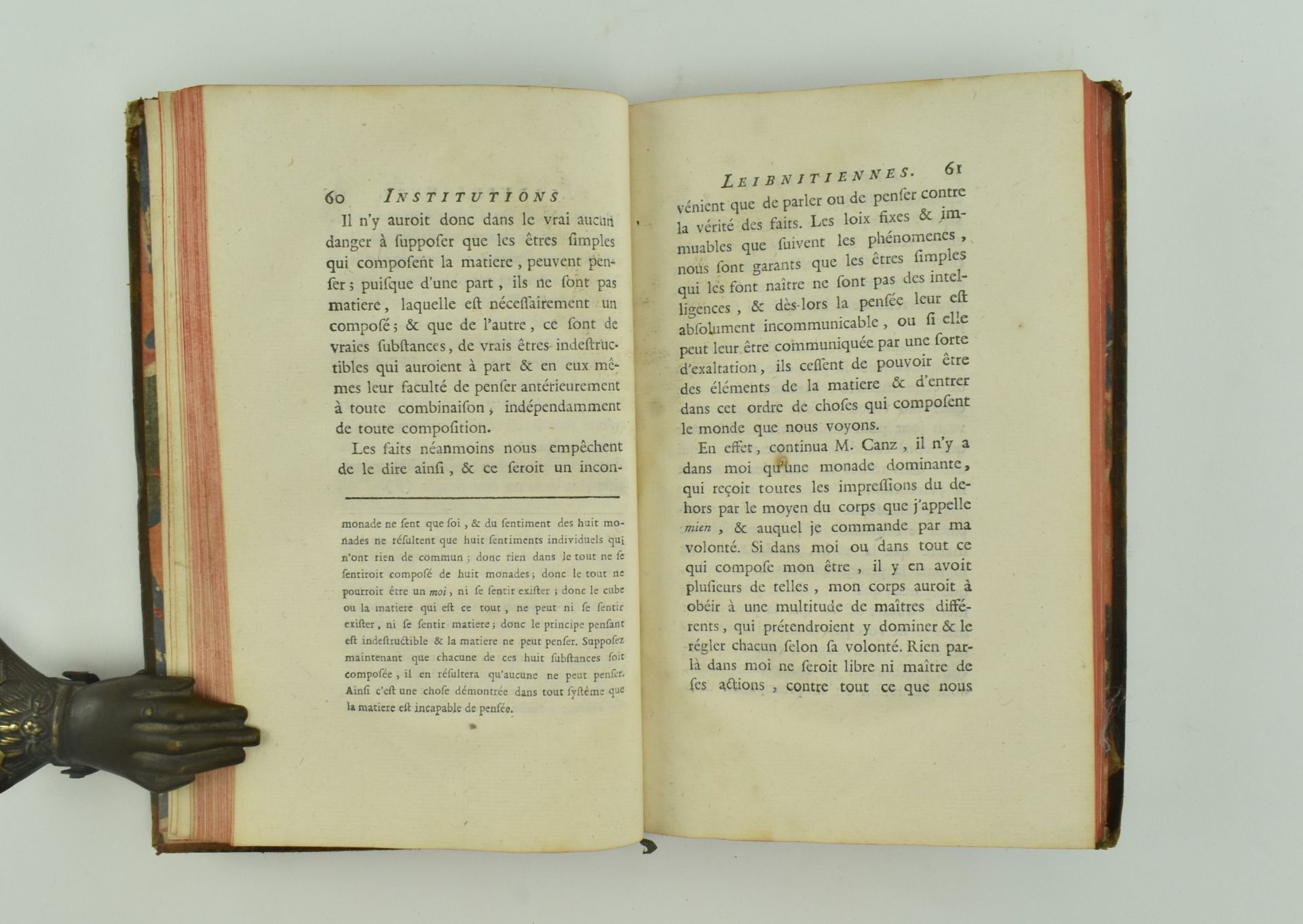 LEIBNIZ'S MONADOLOGY. 1767 FRENCH EDITION IN CONTEMP. CALF - Image 3 of 5