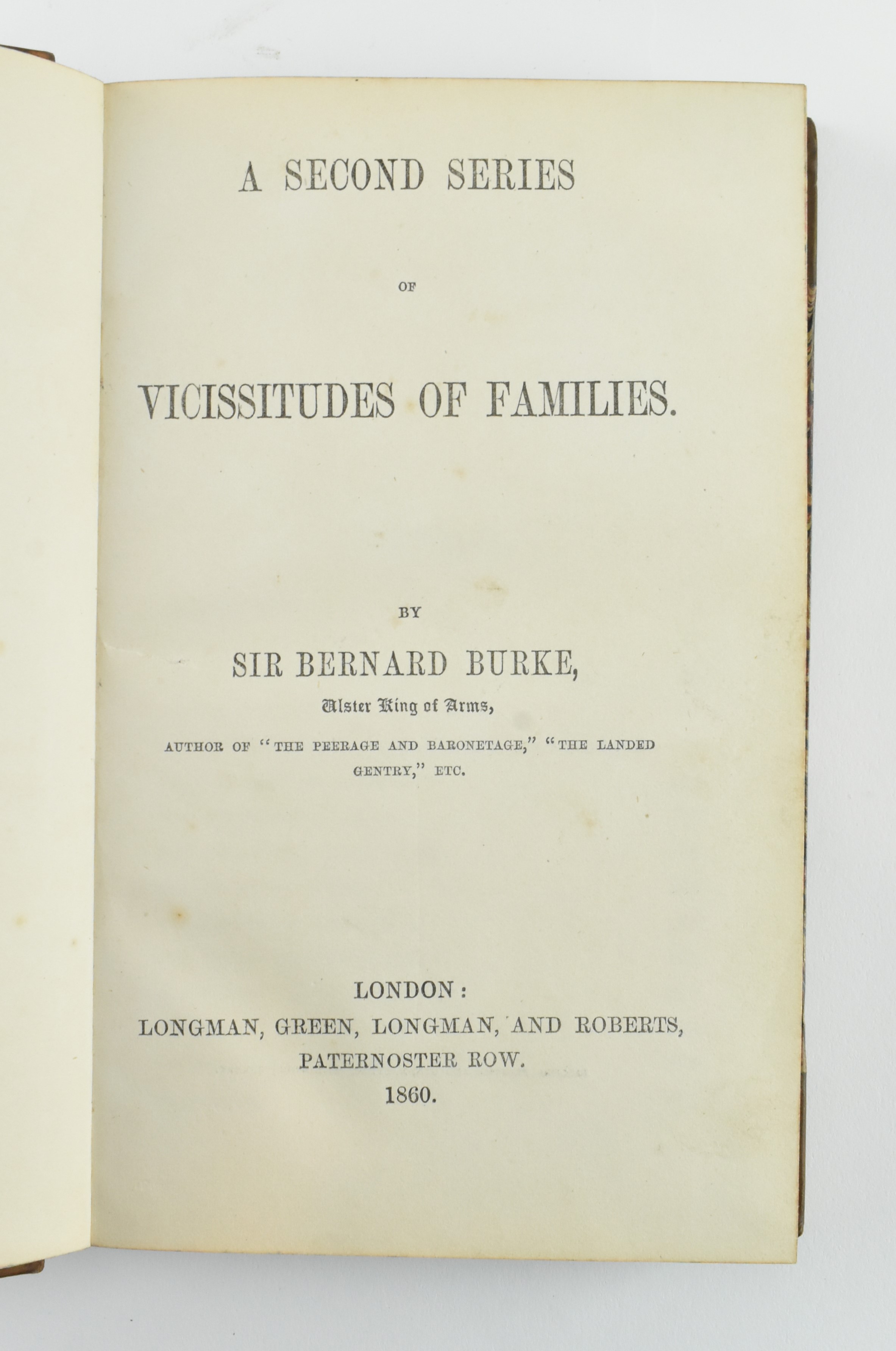 BURKE, BERNARD. 1859-60 VICISSITUDES OF FAMILIES 1ST & 2ND SERIES - Image 6 of 8