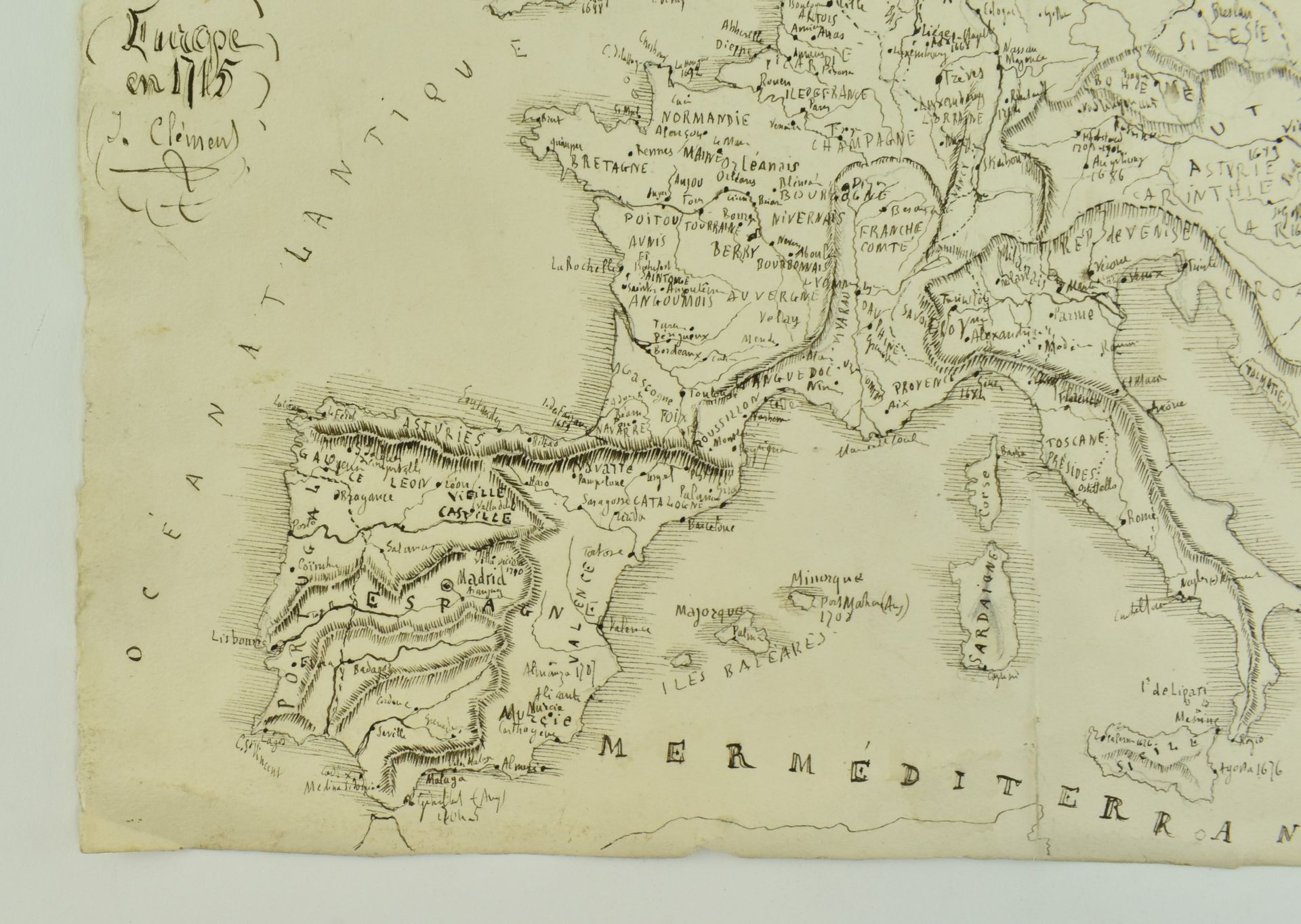 HAND DRAWN 19TH CENTURY MANUSCRIPT FRENCH MAP OF EUROPE - Bild 5 aus 7