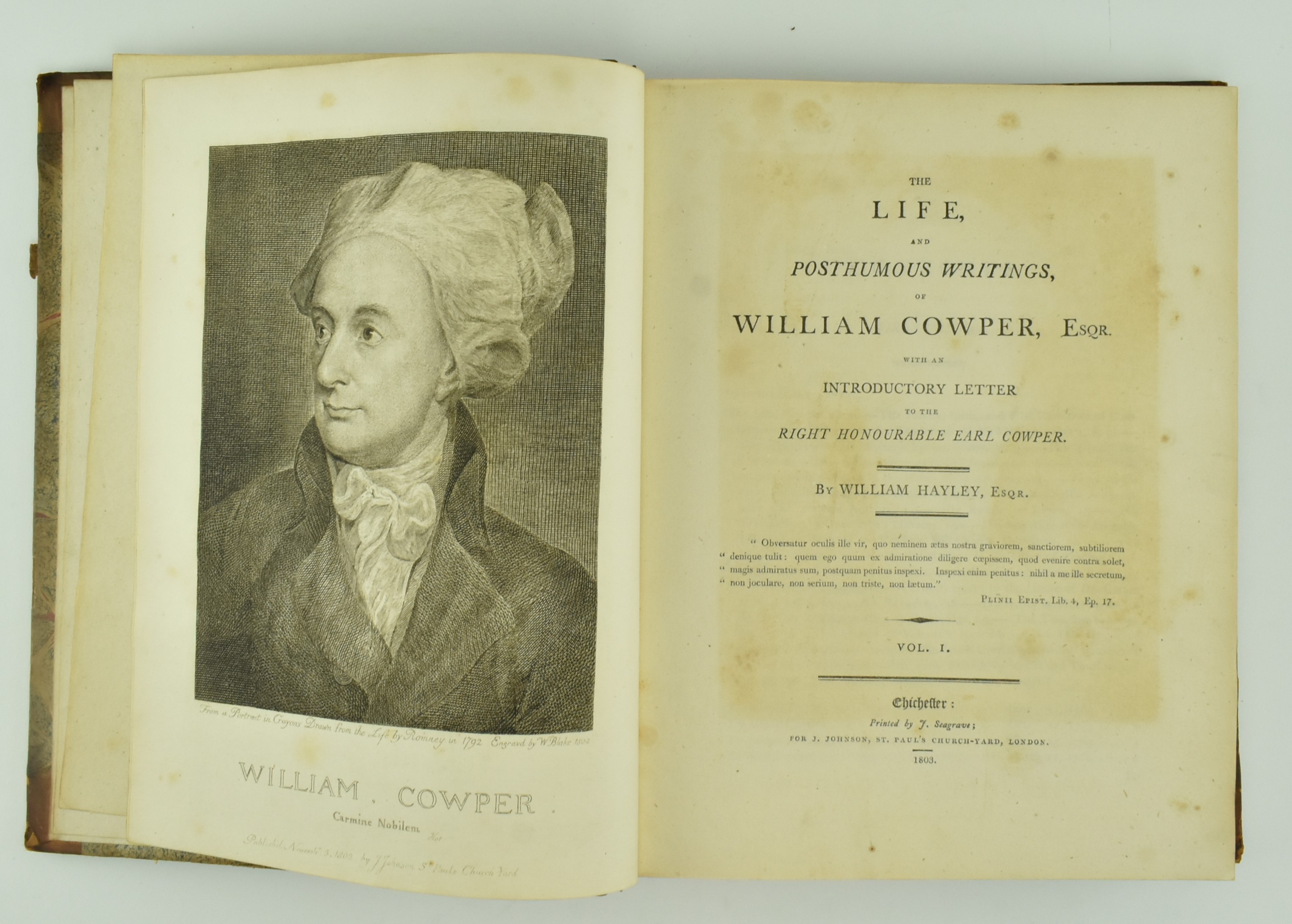 HAYLEY, WILLIAM. 1803 LIFE OF COWPER IN THREE VOLUMES - Bild 3 aus 8